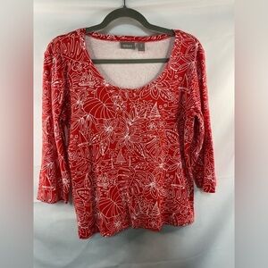 Chicos red and white tshirt, so soft and cozy! Very bright red :) size 2